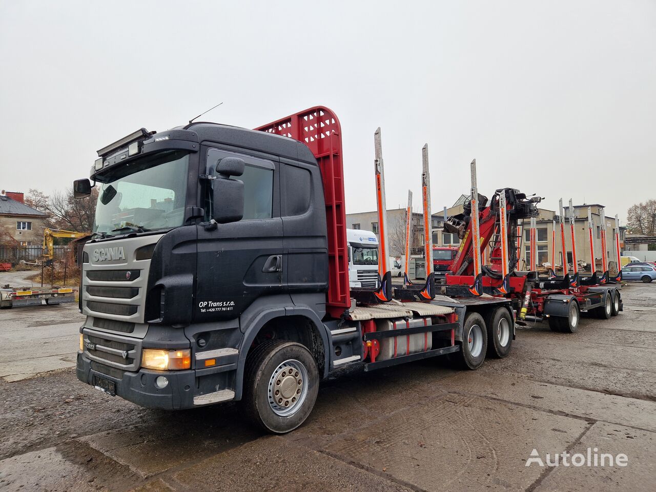 木材运输车 Scania R620 CB6X4 + 木材运输拖车